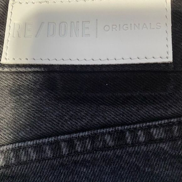 RE/DONE Originals Black High Rise Straight Loose Rigid Distressed Jeans Sz 24 - Picture 5 of 10